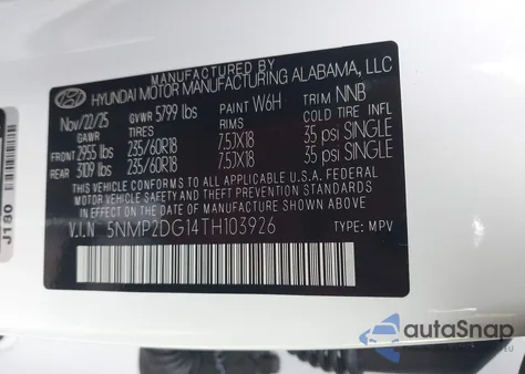 2026 Hyundai Santa Fe Hybrid Sel из США, поврежденный, VIN 5NMP2DG14TH103926